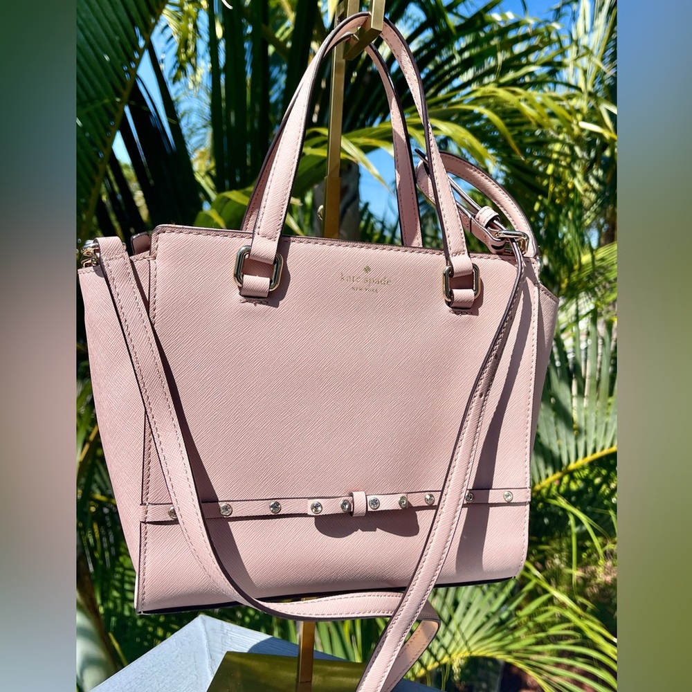 Kate Spade Leather Crossbody/Satchel Bag Crystals bow accent light Pink